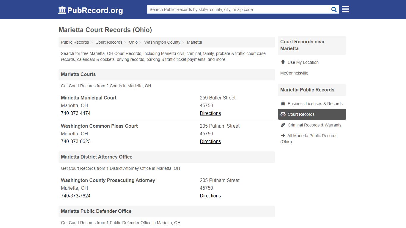 Free Marietta Court Records (Ohio Court Records) - PubRecord.org